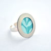 bague tissu feuille turquoise
